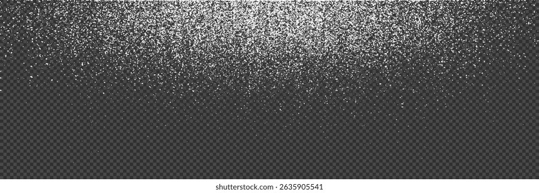 Weiß fallendes Salz, Puderzucker oder Schnee mit feiner, rauschender Textur. Mehl gesiebt. Vektorgrafik