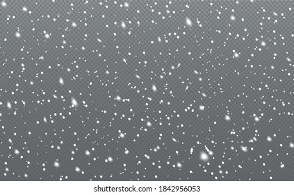 Nieve blanca caída sobre fondo transparente - ilustración