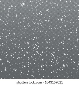 White falling snow on transparent background - illustration