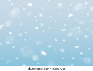 White falling snowflakes. Isolated on blue background. Vector illustration, eps 10.
