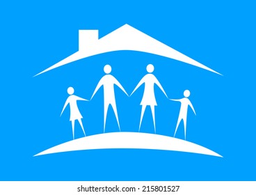 White family icon on blue background