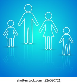 White family members outline icons on blue background