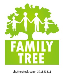 white family silhouettes on green tree 