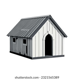 white farm design over white