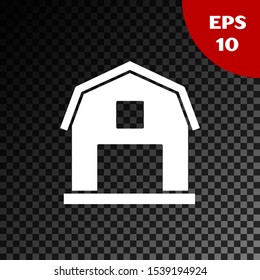 White Farm House concept icon isolated on transparent dark background. Rustic farm landscape.  Vector Illustration