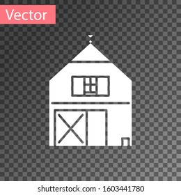White Farm House concept icon isolated on transparent background. Rustic farm landscape.  Vector Illustration