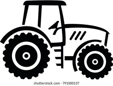 White farmer tractor drawn 