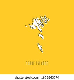 White FAROE ISLANDS country map with black outline on yellow background. Simple geographic territory template concept. Vector ilustration easy to edit and customize. EPS10