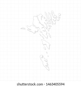 White Faroe Islands map and grid vector. Thin gray outline on white background. EPS10.
