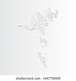 White Faroe Islands map-countries. Vector paper map of Faroe Islands on a gray background. Vector illustration.
