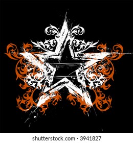 white fashion star on black background