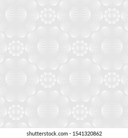 White fashionable pattern with geometric rounded shapes on a gray background
