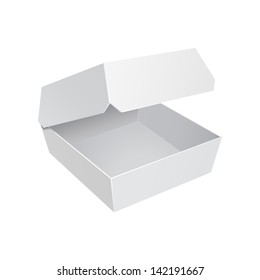 White Fast Food Carton Plastic Container For Burger Sandwich. Ready For Your Design. Product Packing Vector EPS10