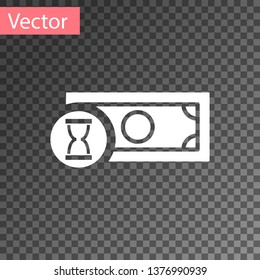 White Fast payments icon isolated on transparent background. Fast money transfer payment. Financial services, fast loan, time is money, cash back concept. Vector Illustration