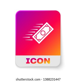 White Fast payments icon isolated on white background. Fast money transfer payment. Financial services, fast loan, time is money, cash back concept. Rectangle color button. Vector Illustration