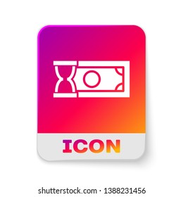 White Fast payments icon isolated on white background. Fast money transfer payment. Financial services, fast loan, time is money, cash back concept. Rectangle color button. Vector Illustration