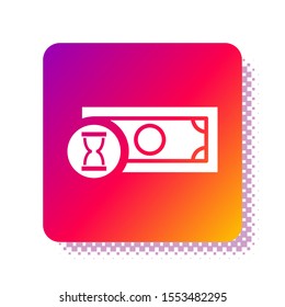 White Fast payments icon isolated on white background. Fast money transfer payment. Financial services, fast loan, time is money, cash back concept. Square color button. Vector Illustration