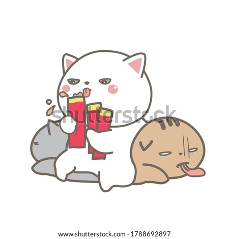 white fat cat monopolize the bait.  Cause of the obesity