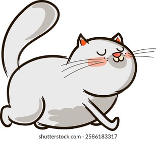 White fat cat without background vector image