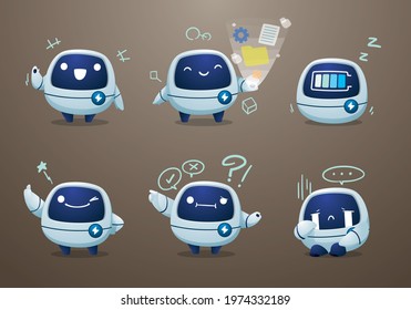 white fat modern robot mascot character collection