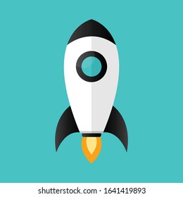White fat robot cartoon space rocket (Vector)