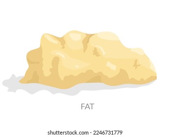 White fat tissue isolated on white background. Adipose tissue has role of storing lipid droplets, fatty acids. Vector illustration