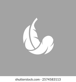White feather. Chicken feather vector. Farm animal logo. Vector illustration EPS