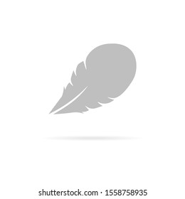 White feather. Logo. Isolated feather on white background.