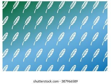 White feather on blue background. vector, pattern