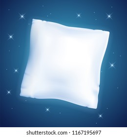 White feather pillow against the starry night sky