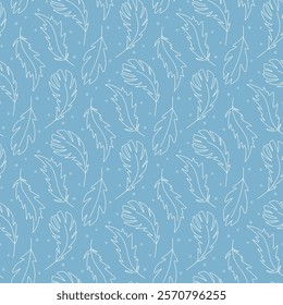 White feather silhouette on soft blue background