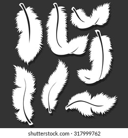 White feathers flat design set