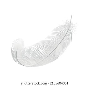 White feathers realistic composition with isolated image of pure feather on blank background vector illustration