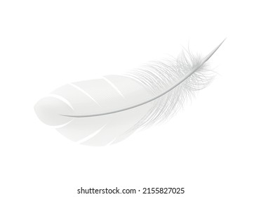 White feathers realistic composition with isolated image of pure feather on blank background vector illustration