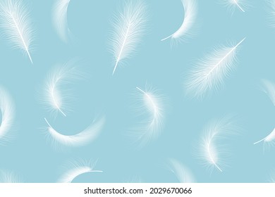 White feathers seamless pattern on a light background.
