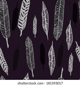 white feathers seamless pattern vector background. 