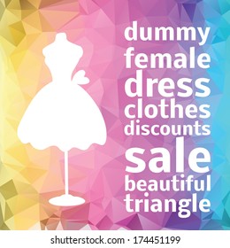 white female dummy on a bright background in triangular style