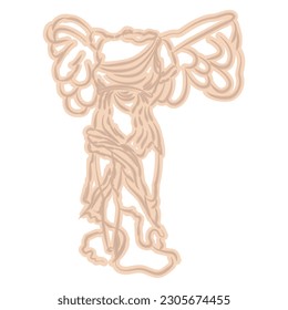 White female sculpture on a white background. Statue of Nike - Roman goddess. vector illustration isolated on white background.