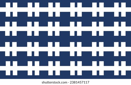 White fence repeat strip on blue background, seamless patter design for fabric printing or wallpaper or backdrop or t-shirt print screening, H letter 