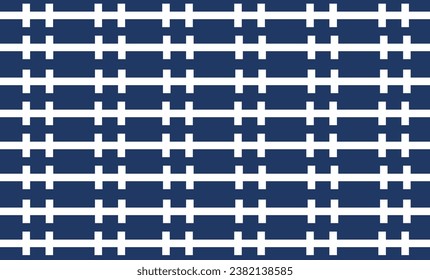 White fence repeat strip on blue background, seamless patter design for fabric printing or wallpaper or backdrop or t-shirt print screening, H letter
