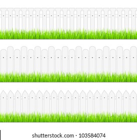 White fences with grass, vector eps10 illustration