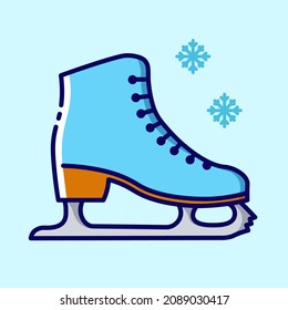Women’s white figure skates colored icon. Collection of winter icons on the theme of sports and outdoor recreation. Vector stylish outline illustrations on light blue background.