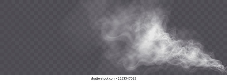 Humo figurado blanco sobre fondo oscuro. Abstractas elemento superpuesto para composiciones artísticas y proyectos de diseño creativo.