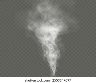 White figured smoke on dark background. Abstract overlay element for artistic compositions and creative design projects.