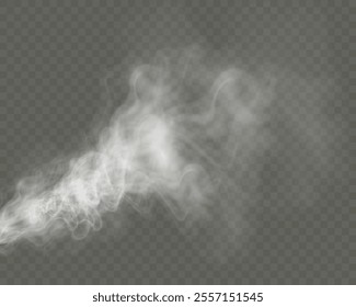 White figured smoke on dark background. Abstract overlay element for artistic compositions and creative design projects.