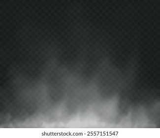 White figured smoke on dark background. Abstract overlay element for artistic compositions and creative design projects.