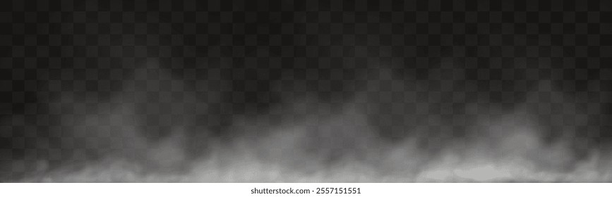 White figured smoke on dark background. Abstract overlay element for artistic compositions and creative design projects.