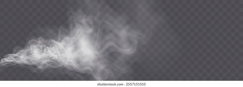 White figured smoke on dark background. Abstract overlay element for artistic compositions and creative design projects.