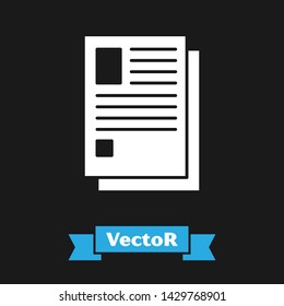 White File document icon isolated on black background. Checklist icon. Business concept.  Vector Illustration