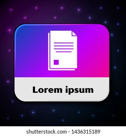 White File document icon isolated on black background. Checklist icon. Business concept. Rectangle color button. Vector Illustration